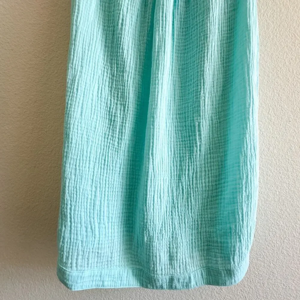 Soft Surroundings Beach Bound Tank Aqua Blue Small Crinkle Cotton Top S 2ER69
